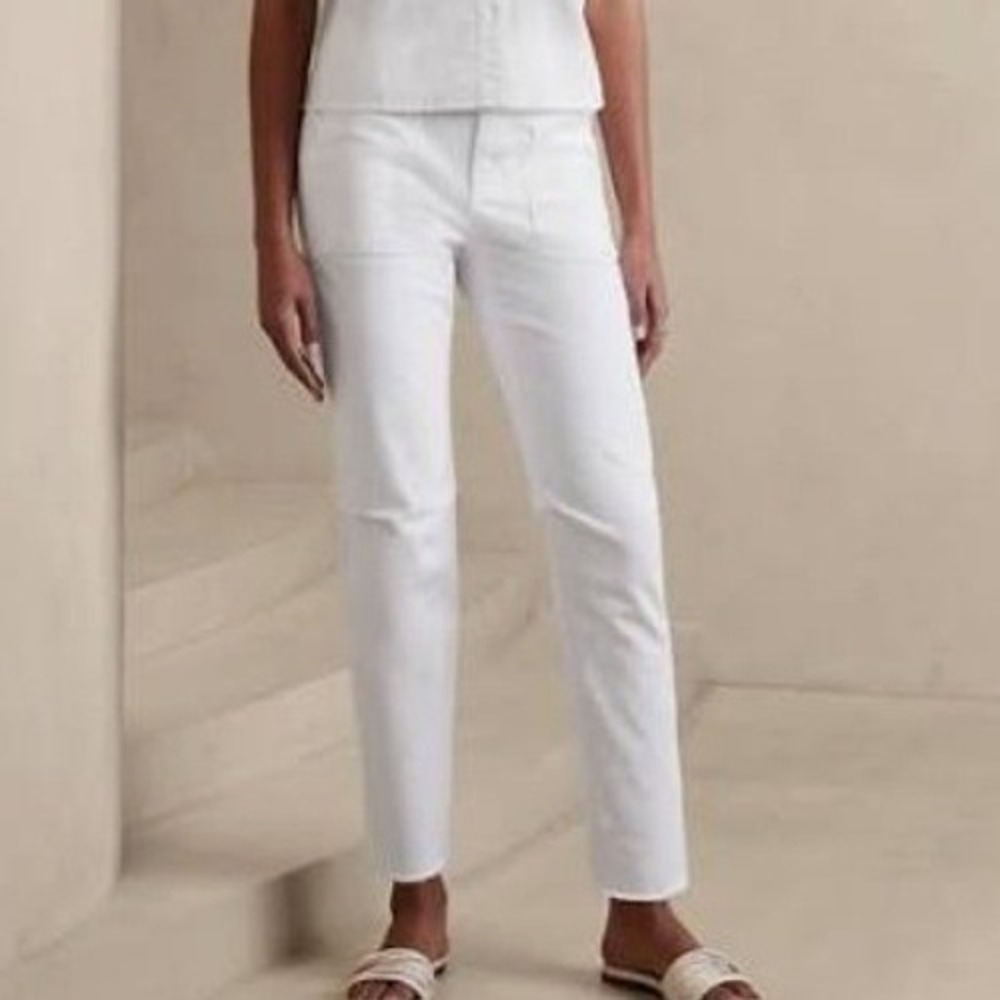 Banana Republic White Girlfriend Chino Utility Pants High Rise Womens‎ 10